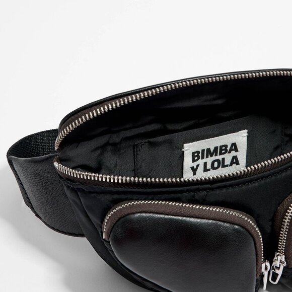 Bimba y Lola 🇪🇸 Black Leather Bumbag / Belt Bag BNWT - Picture 8 of 9